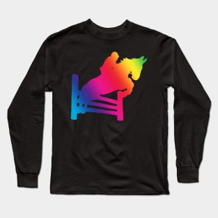 Rainbow jumping horse silhouette Long Sleeve T-Shirt